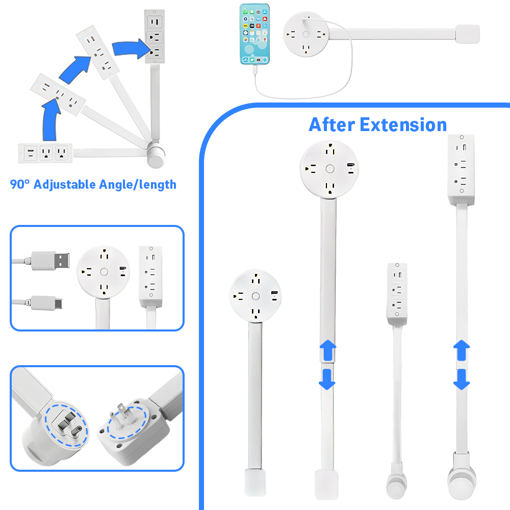 Wall Anchor Plastic - Multiprise électrique extensible, rallonge de prise